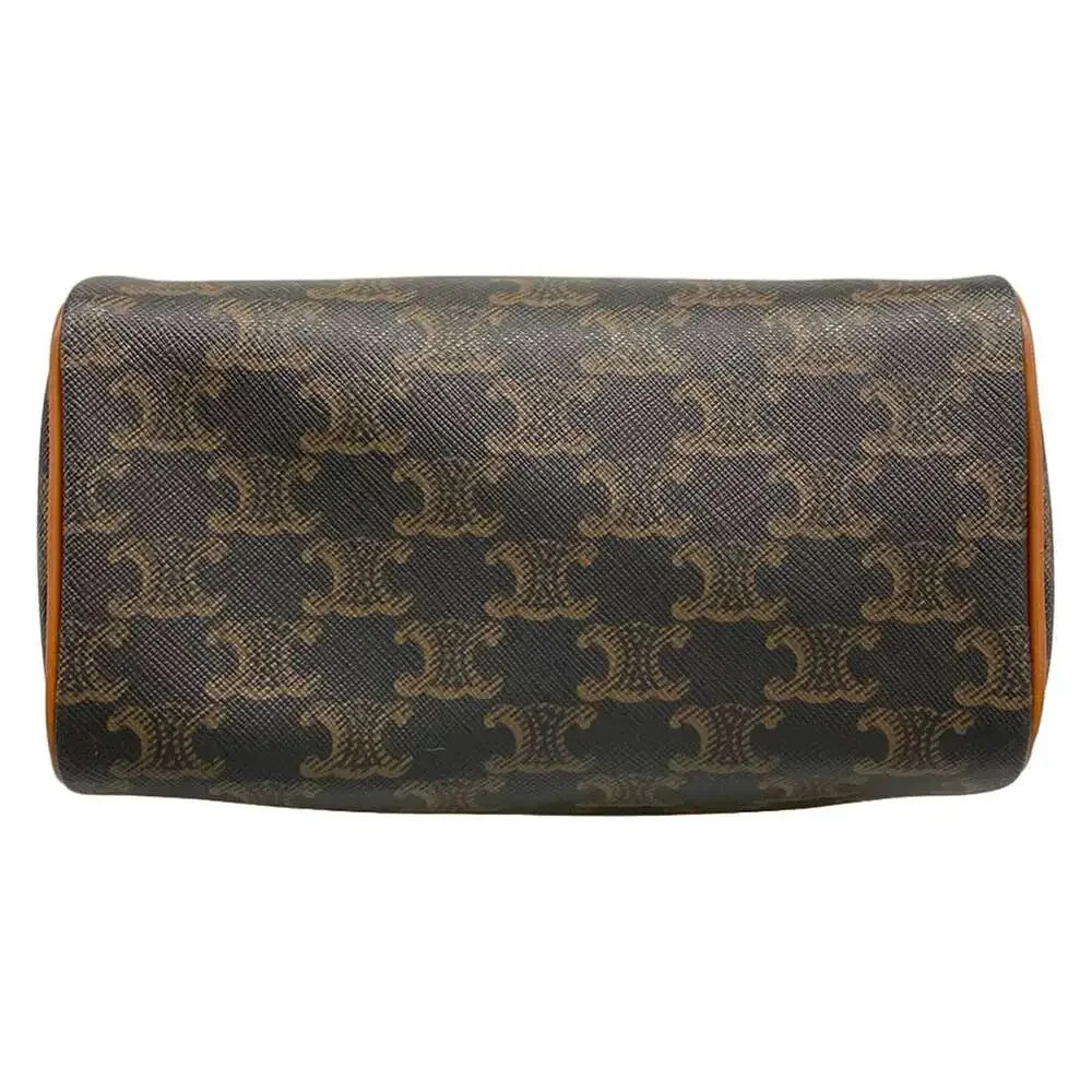 Celine Small Boston/Trionf Canvas Handbag 197582CAS.04LU Black Brown Triomphe